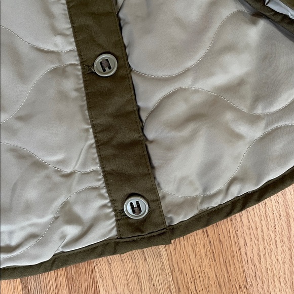 Anthropologie Green Quilted Jacket W/ Removable Sherpa Collar Sz M - Picture 5 of 11